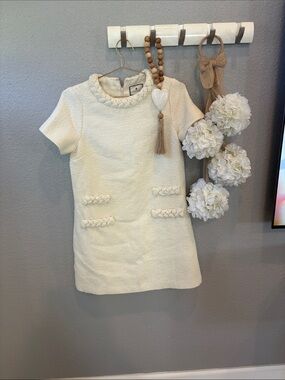 Tuckernuck Cream Braided-Trim Short Sleeve Dress